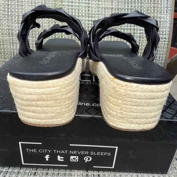City Chic NWT Roxy Platform Sandals Black Braided Size 11W  11 Wide - Picture 10 of 11